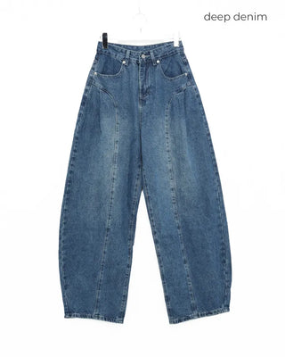 Side-tuck washed denim pants