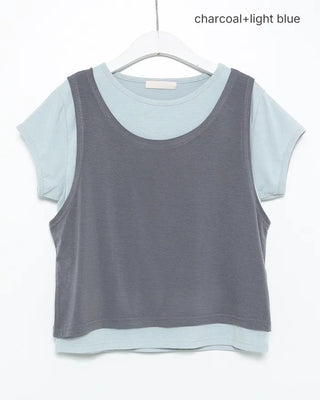 Tank Layered Semi-Cropped Short T-Shirt