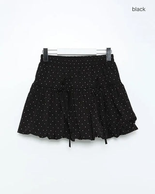 Ribbon Point Dot Pattern Balloon Fit Mini Skirt