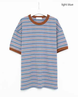 Colored striped short-sleeved T-shirt