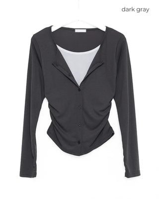 Shirred Layered Cardigan