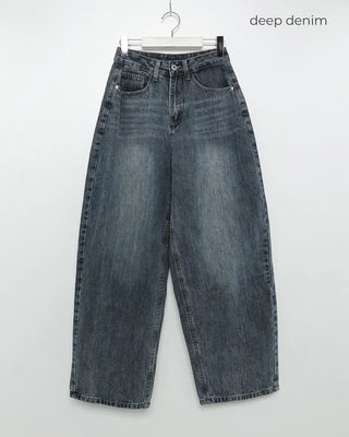 Wide vintage wash denim pants