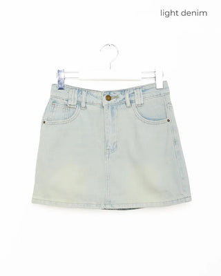denim mini skirt