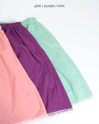 Shirred cotton midi skirt