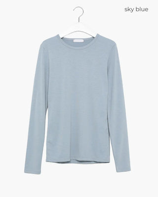 Round neck rayon long-sleeve T-shirt