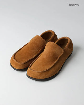 Suede square loafers