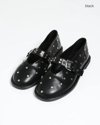 Stud belt flat shoes