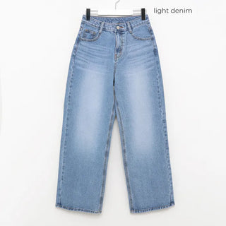 Washed wide denim pants
