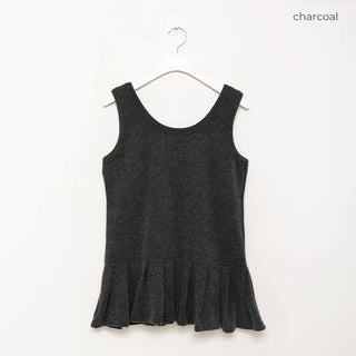Pleated hem sleeveless tunic