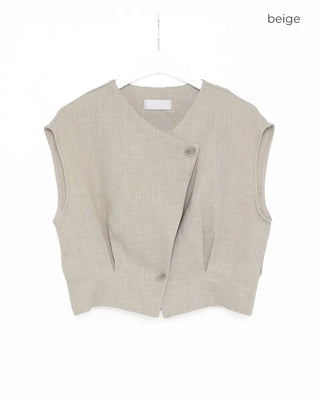 Drop-shoulder cropped vest jacket