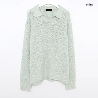 (Unisex) Bouclé Wool Collar Knitwear