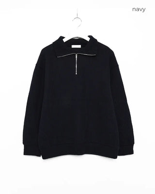 Brushed Overfit Half Knit Zip