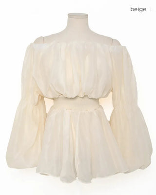 Off-shoulder chiffon blouse dress