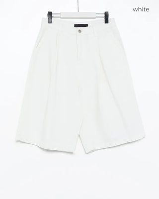 (Unisex) One-tuck cotton Bermuda shorts
