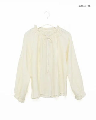 Frill neck ribbon strap blouse