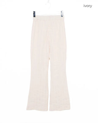 Elastic waistband wave jacquard knit pants