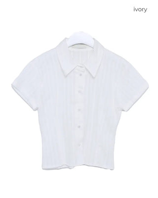 Cropped Line Half Sleeve Shirt