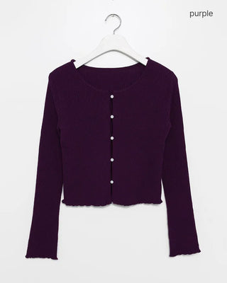 Walnut Button Short Knit Cardigan