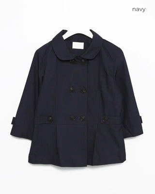 Round collar cropped sleeve double jacket