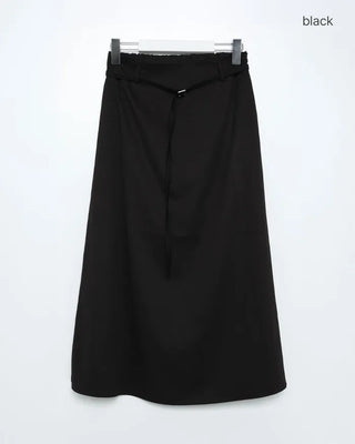 Belted A-line simple long skirt