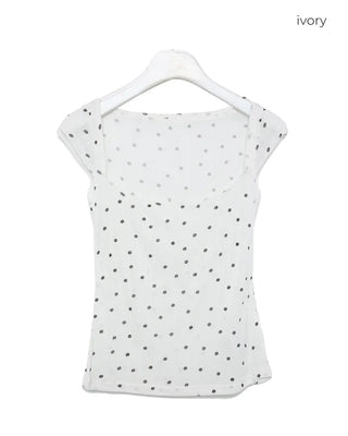 Dot Cap Sleeve Top