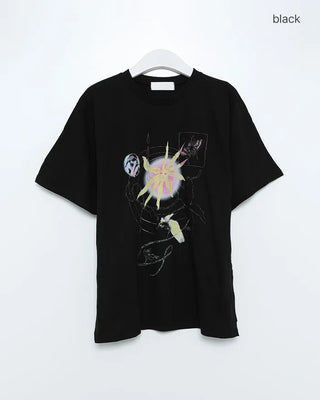 Loose-fitting printed short-sleeved T-shirt