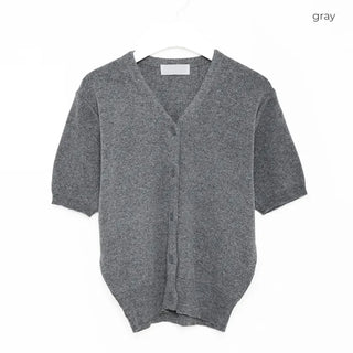 V-neck short-sleeved cardigan