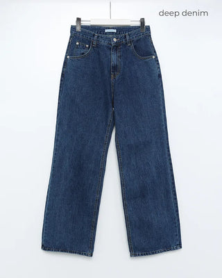Semi-wide denim pants
