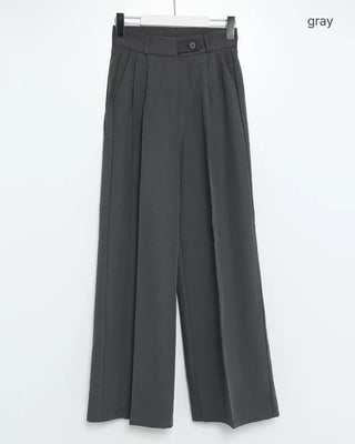 High-waisted, two-pleat, button-down wide-leg trousers