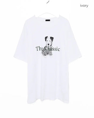 Oversized puffy dog short-sleeved T-shirt