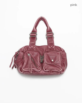 Block stitch stud vintage Boston bag