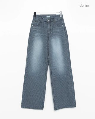 Striped detail denim pants