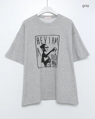 Girl print oversized short-sleeved t-shirt