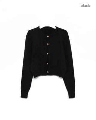 Gold Button Puff Cardigan