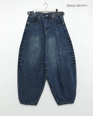 (Unisex) Washed Balloon Denim Pants