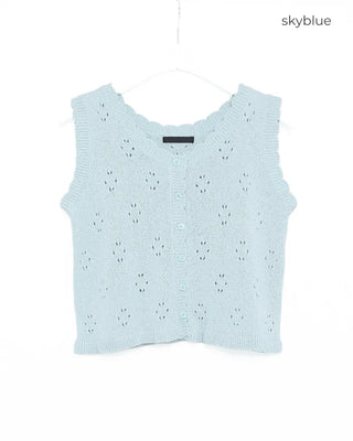 Punched Frill Sleeveless Cardigan