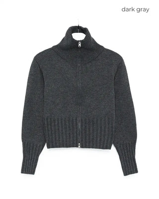 Double-zip ribbed knit top