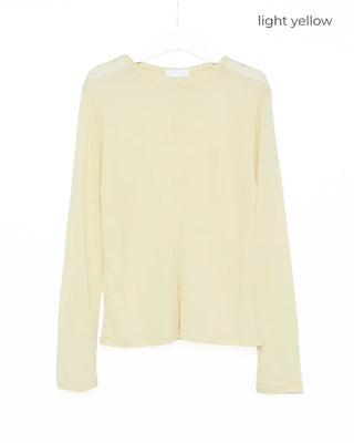 Wool sheer slit long-sleeved T-shirt
