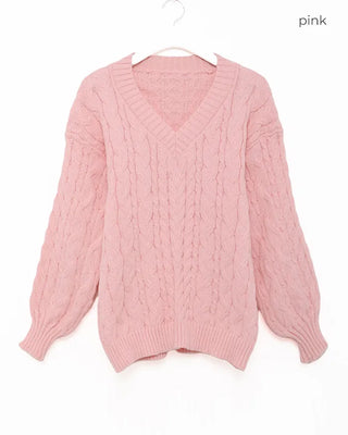 Cable Rib Hem Oversized Knit