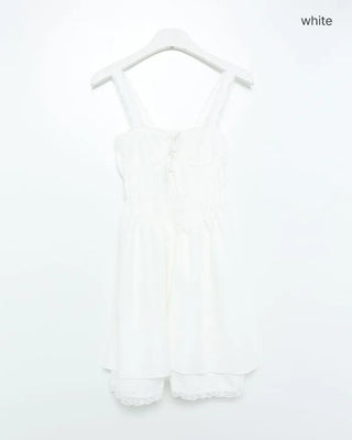 Pintuck lace mini dress