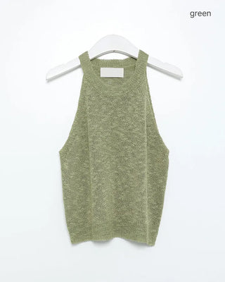 Halter neck knit tank top