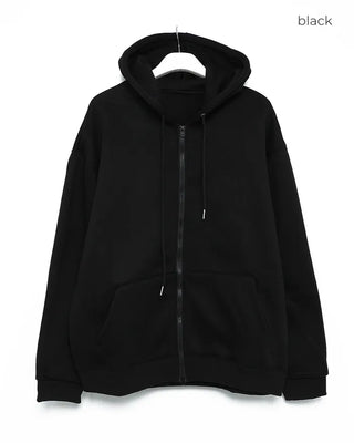 Fleece-lined hooded zip-up parka