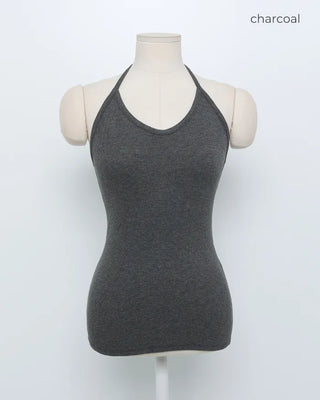 Halter neck ribbed camisole