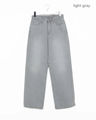 Washed light gray straight jeans