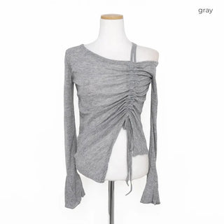Asymmetrical Shirring T-Shirt