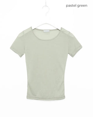 See-through slim half T-shirt