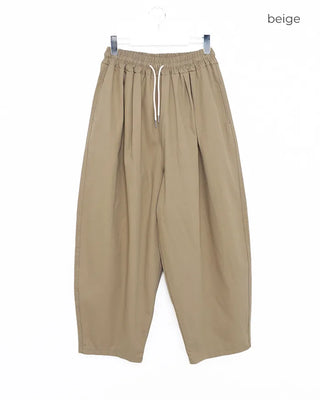 Two-pleat wide cotton pants