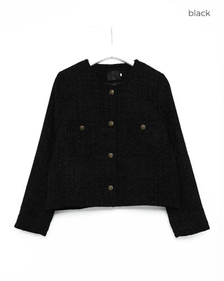 Gold button round tweed jacket