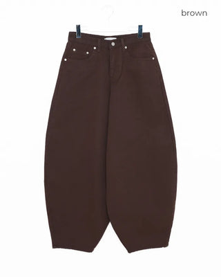 (Unisex) Brown Cotton Balloon Pants