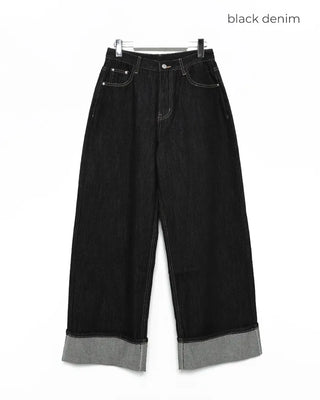 Wide-leg low-rise denim pants